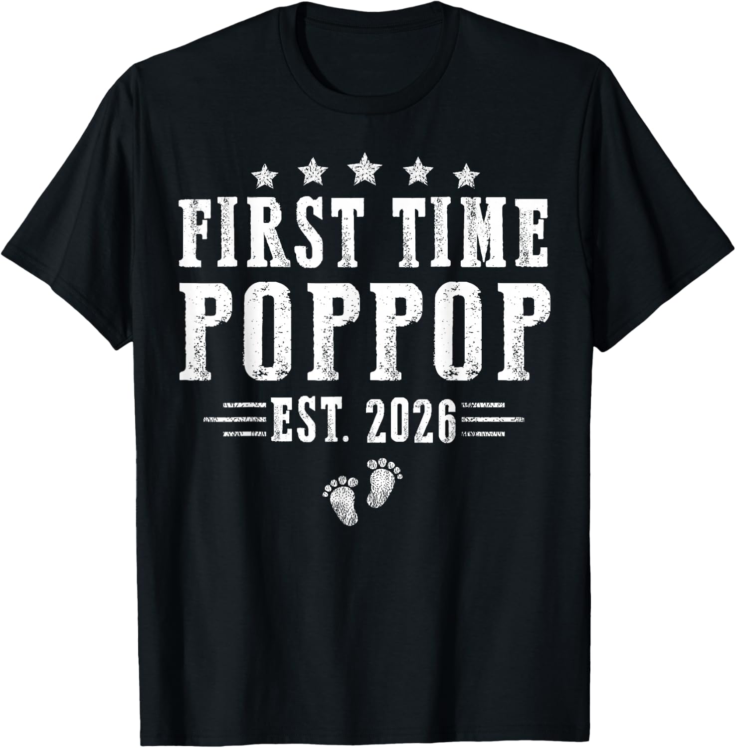 First Time Poppop est.2026 Father's Day Promoted to Papa T-Shirt - T-Shirt | Black