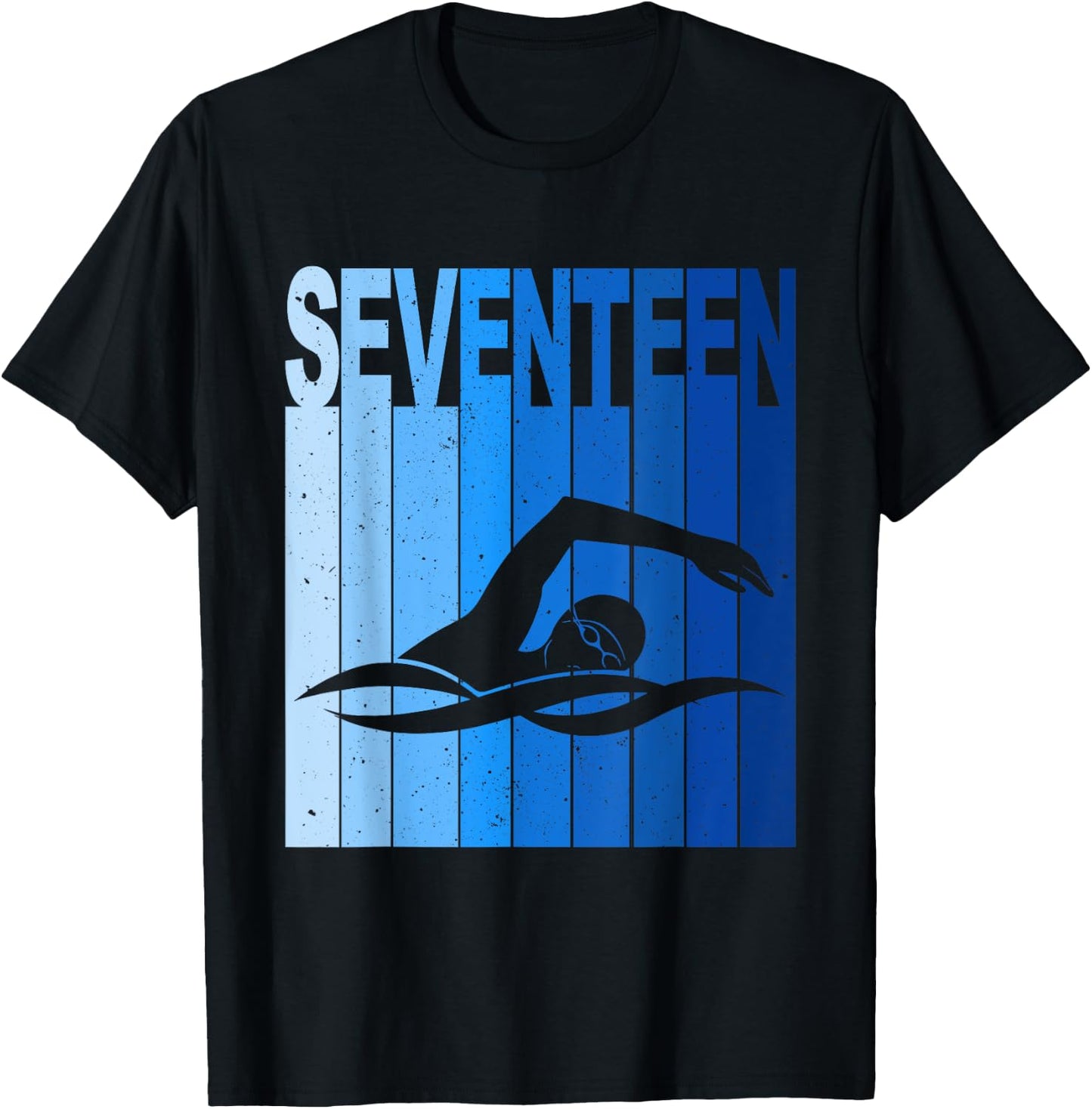 17th Birthday Swimming 17 Year Old Birthday Swimmer T-Shirt - T-Shirt | Black