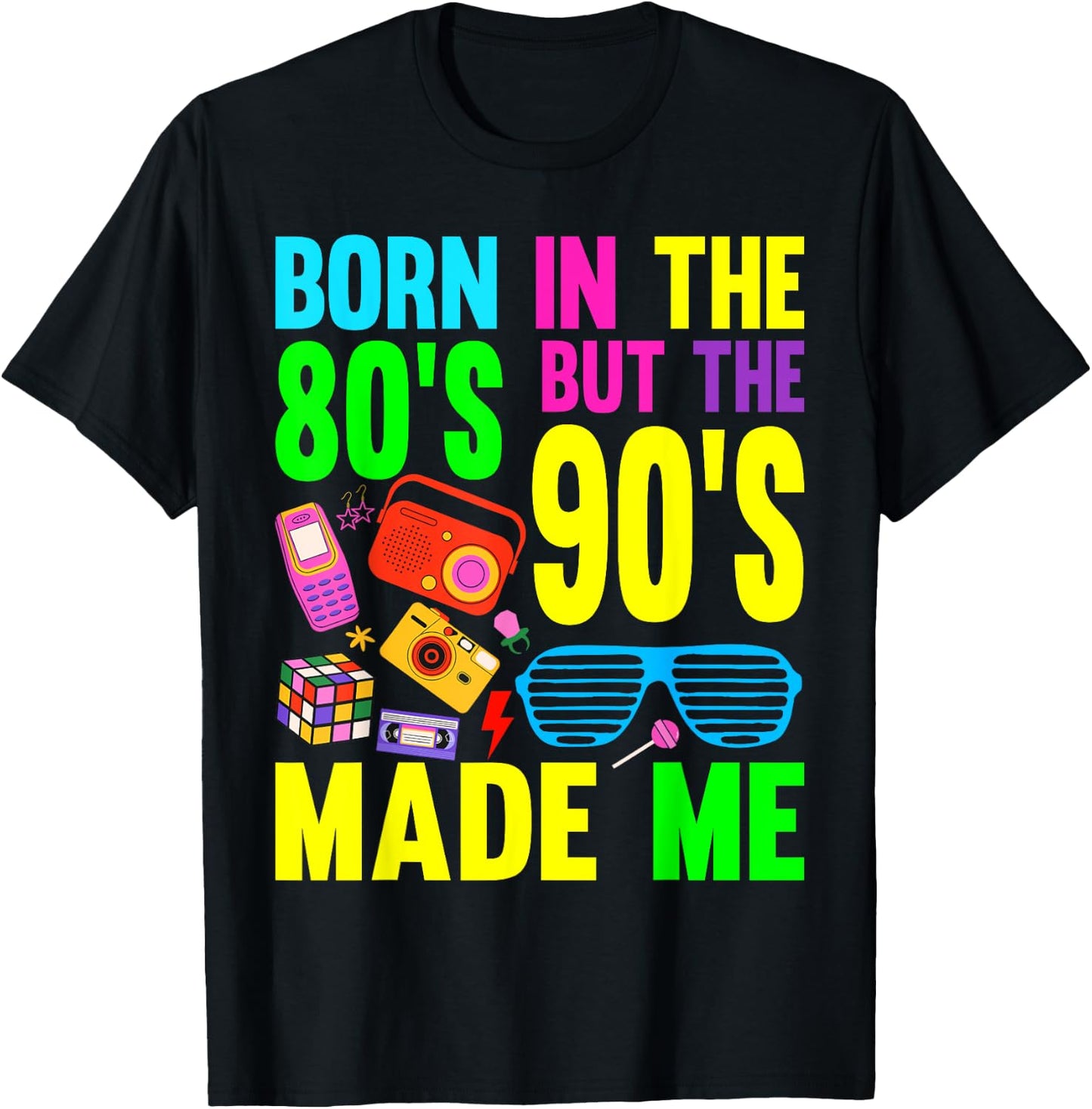 Born in the 80s but 90s Made Me Vintage Cassette T-Shirt - T-Shirt | Black