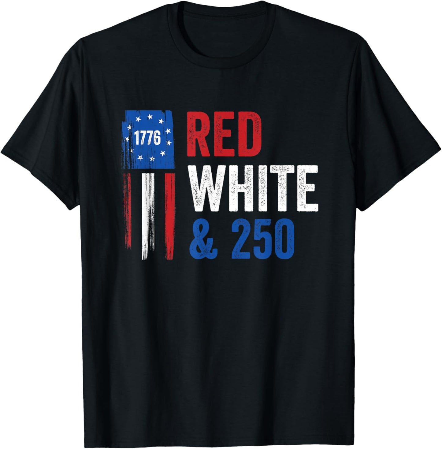USA 250th Year America Anniversary 4th of July T-Shirt - T-Shirt | Black