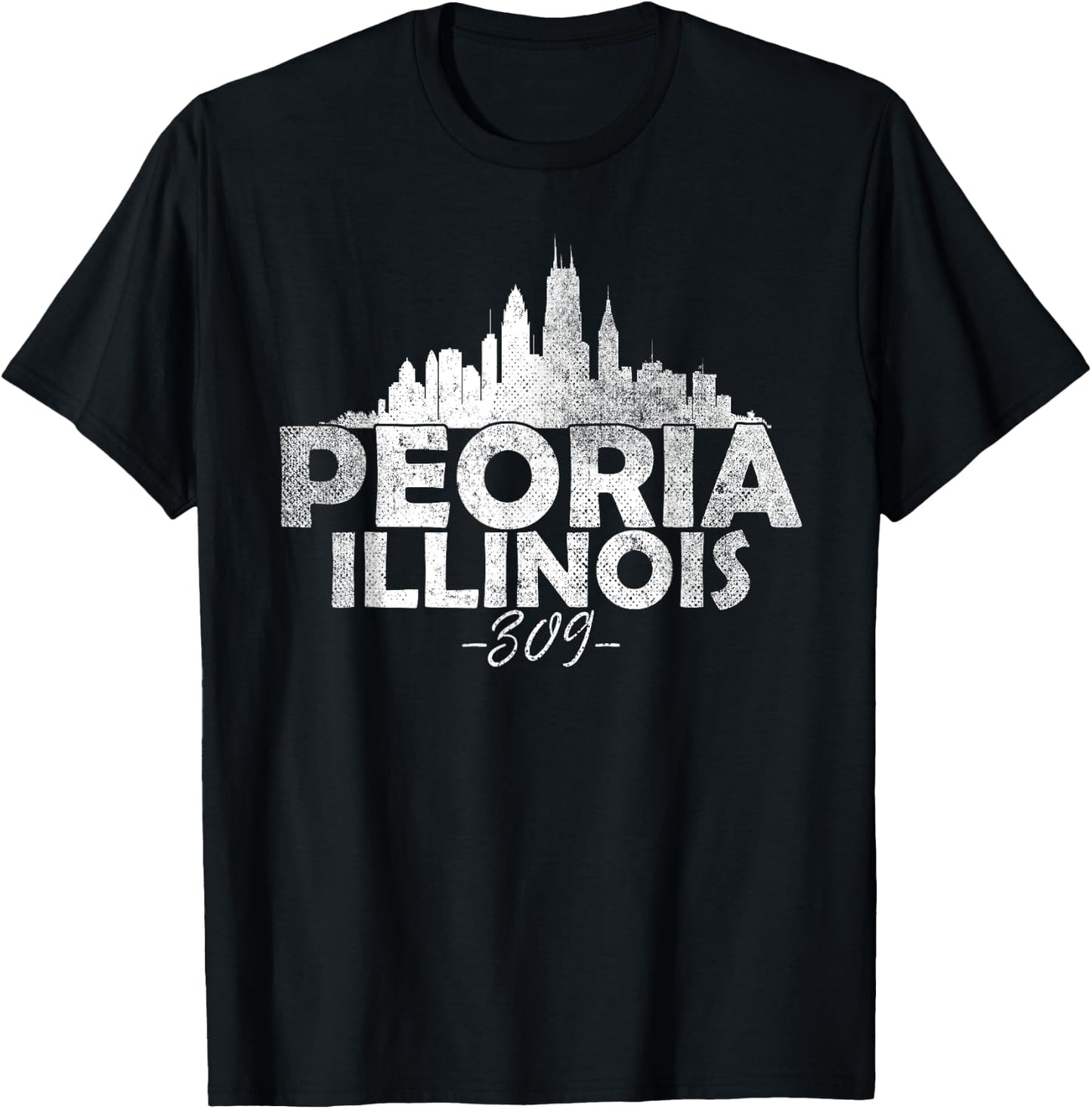 Peoria Illinois IL | Skyline T-Shirt - T-Shirt | Black