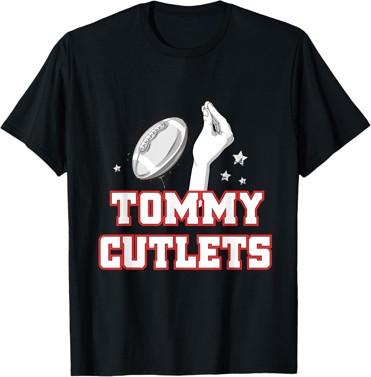 NY Italian Hand Gesture Tommy Cutlets Football Quarterback T-Shirt - T-Shirt | Black