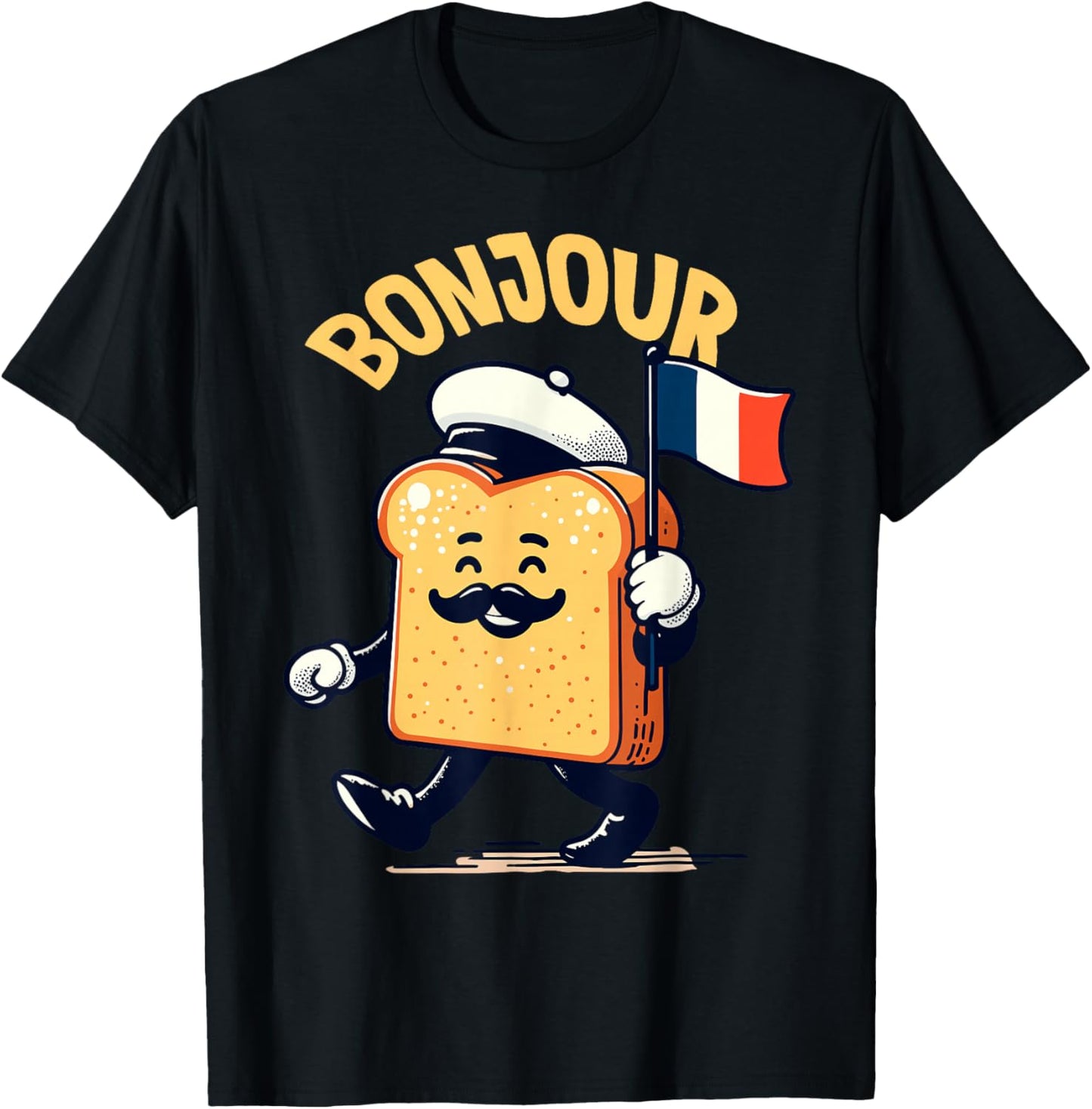 french bread toast bon jour cute kawaii French bread toast T-Shirt - T-Shirt | Black