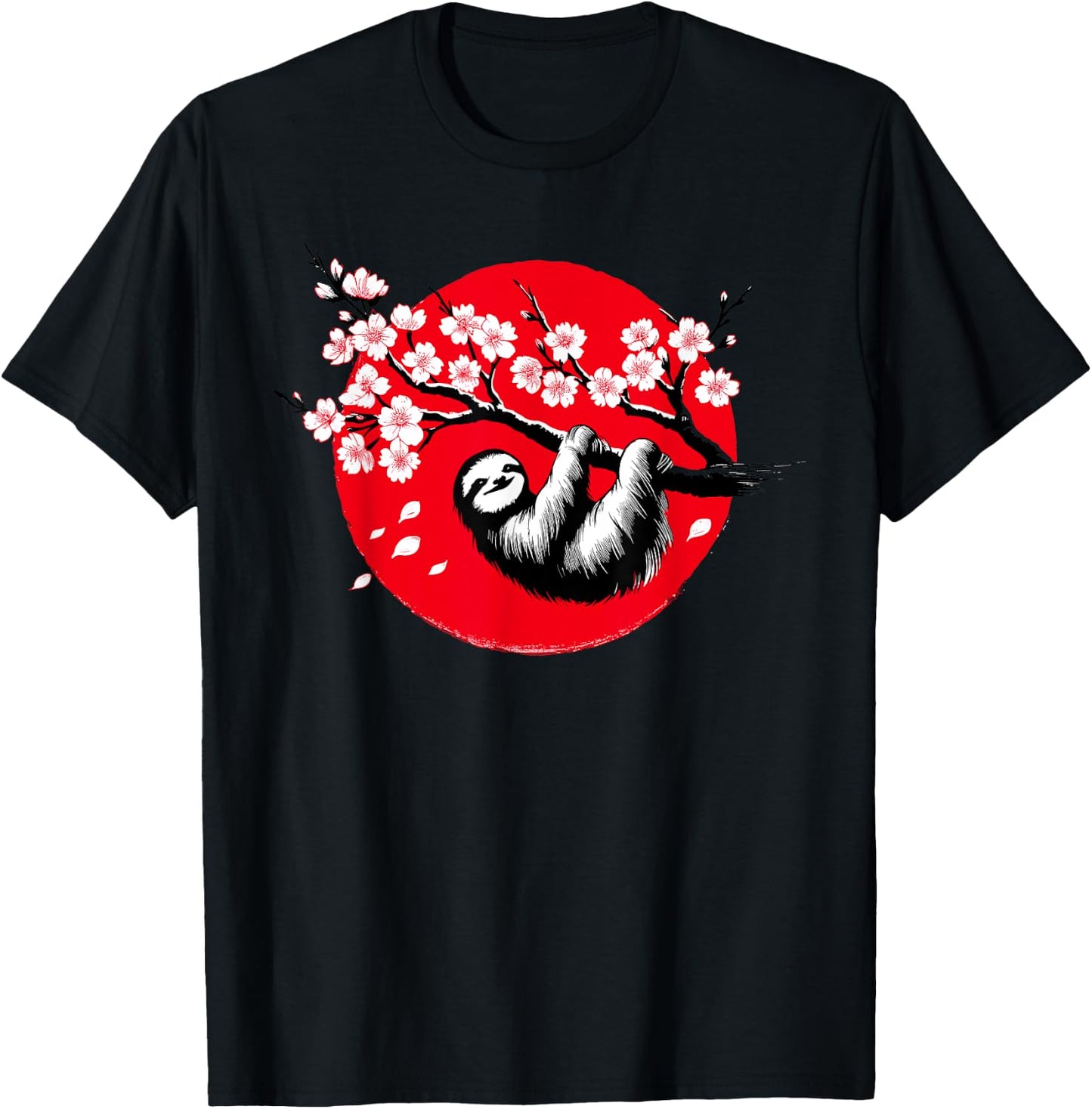 Kawaii Sloth Anime Japan Sakura Men Women Kids Funny Sloth T-Shirt - T-Shirt | Black