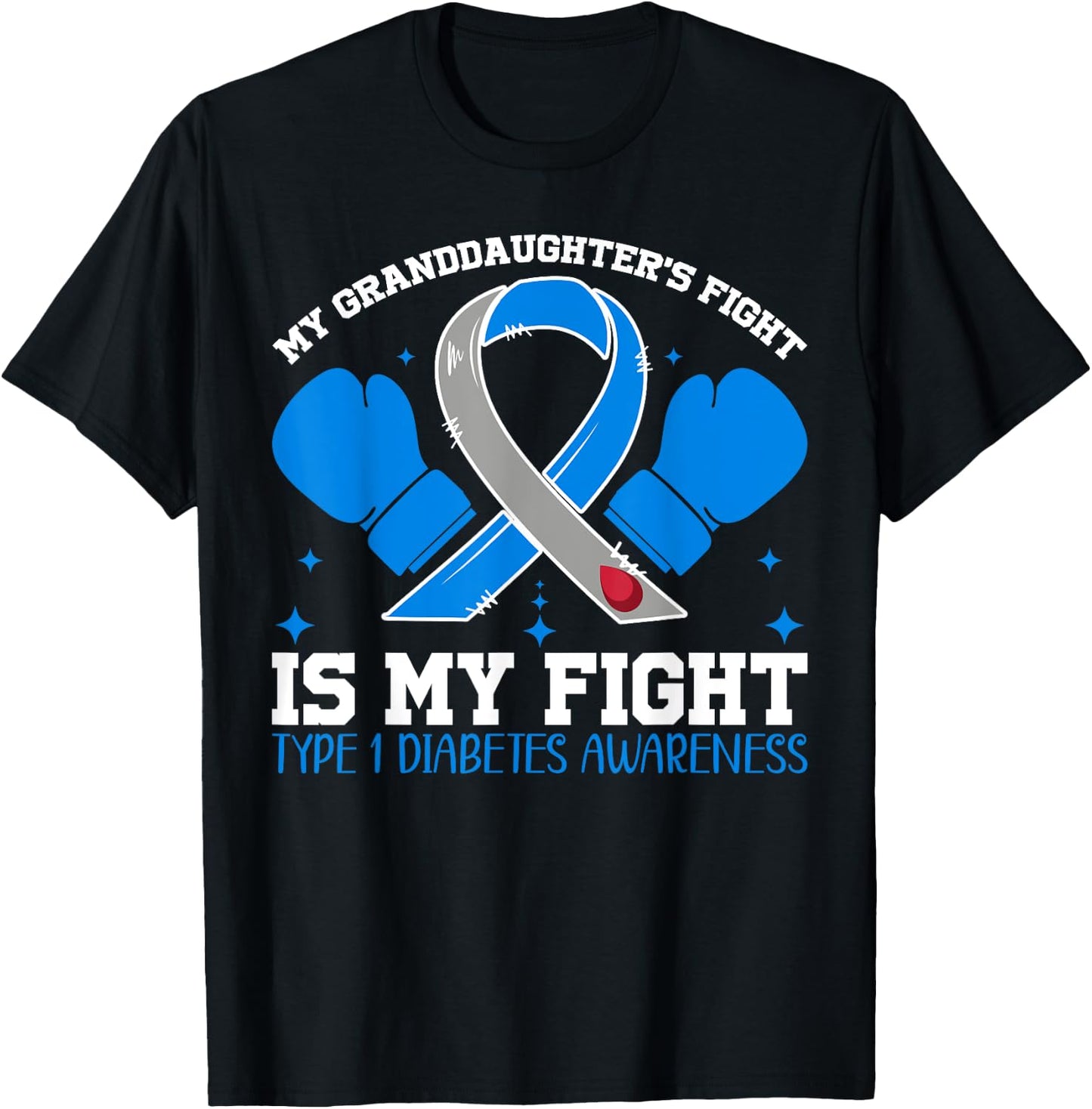 T1D Type One Diabetes Awareness Type 1 Grandma Granddaughter T-Shirt - T-Shirt | Black
