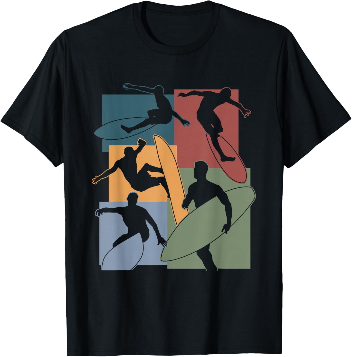 Vintage Surfing Surfer Surfboarding Surfboard Enthusiasts T-Shirt - T-Shirt | Black