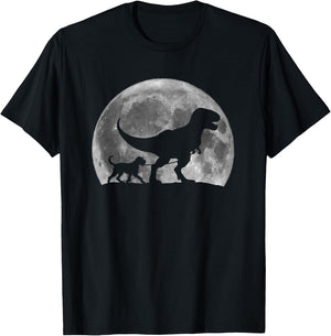 T Rex Walking a Dog Wirehaired Pointing Griffon Halloween Men Women Kids T-Shirt - T-Shirt | Black