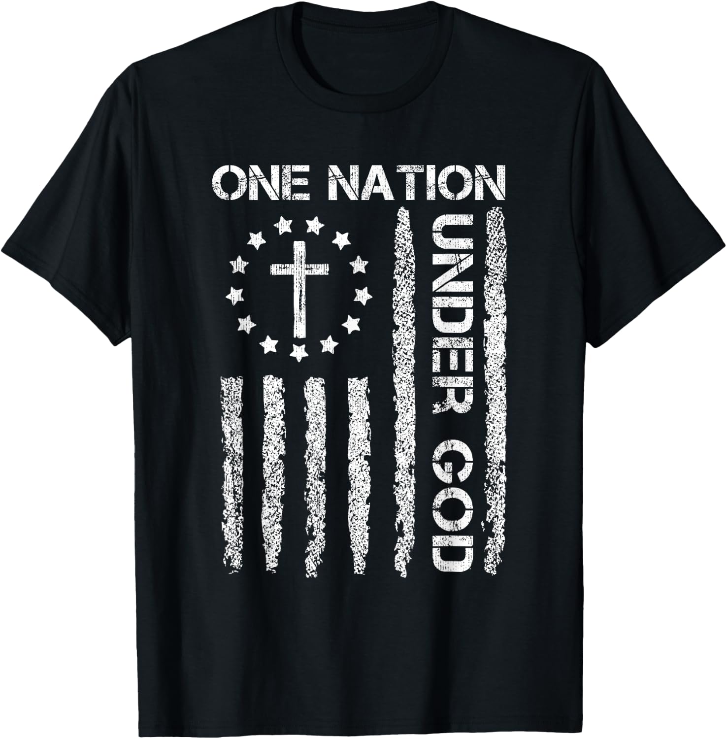 One Nation Under God USA Flag 4th July Christian Religious Men T-Shirt - T-Shirt | Black