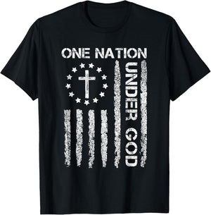 One Nation Under God USA Flag 4th July Christian Religious Men T-Shirt - T-Shirt | Black