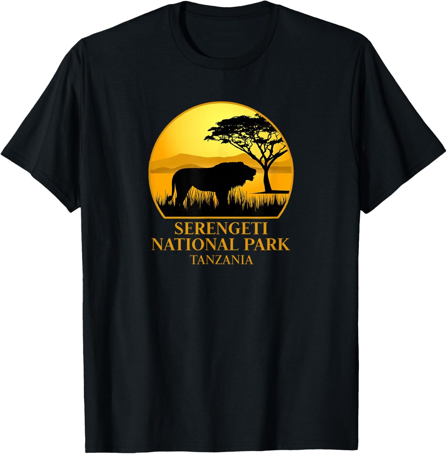 Serengeti National Park Africa Adult Black Cotton Polyester Small Short Sleeve Classic Fit Pull On T-Shirt - T-Shirt | Black