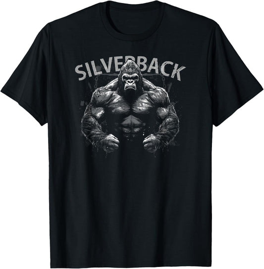 Gorilla Gym Monkey Angry Growling Scary Silverback Gorilla T-Shirt - T-Shirt | Black