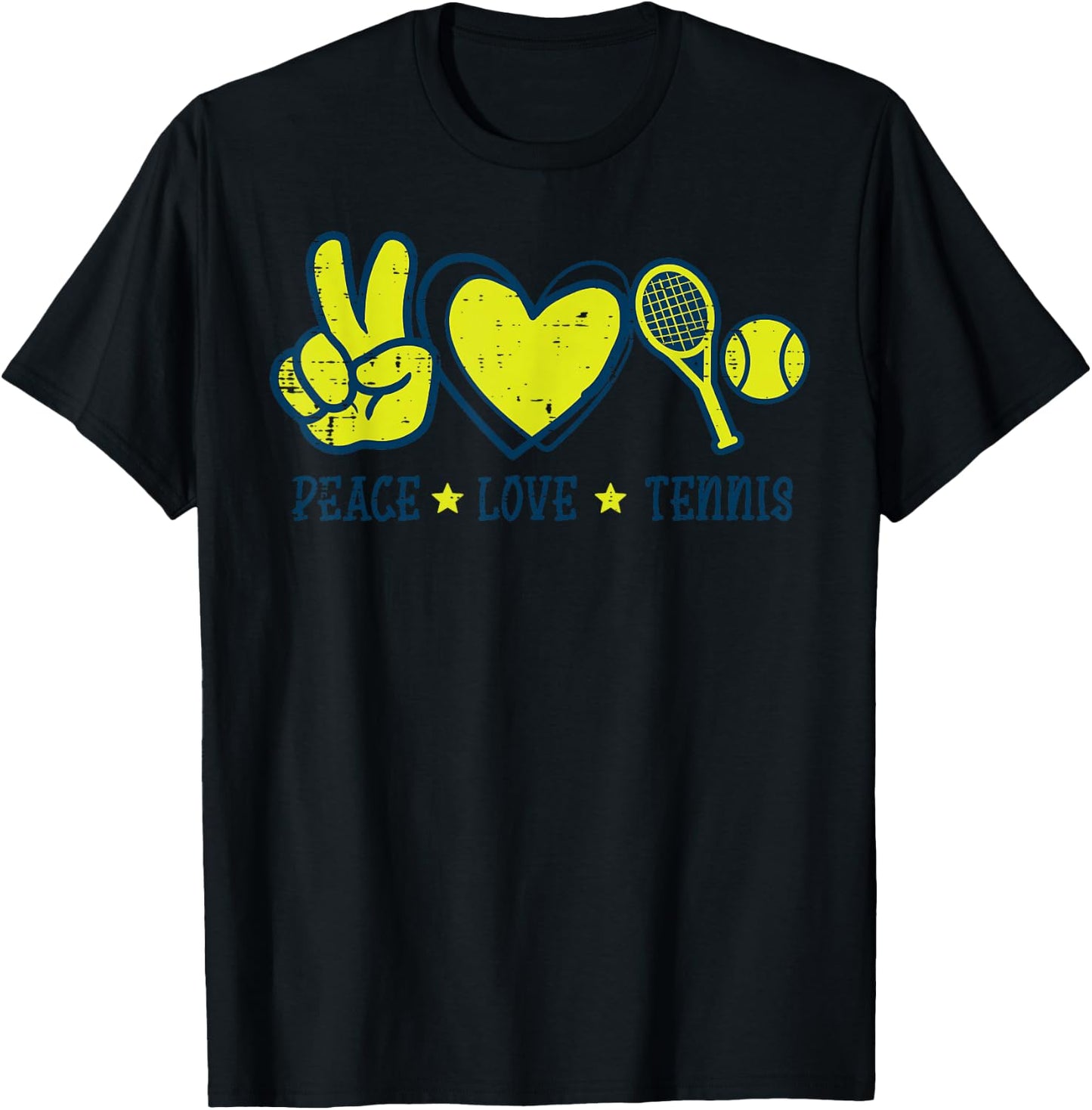 Peace Love Tennis Cool Player Coach Hippie Men Women Kids T-Shirt - T-Shirt | Black
