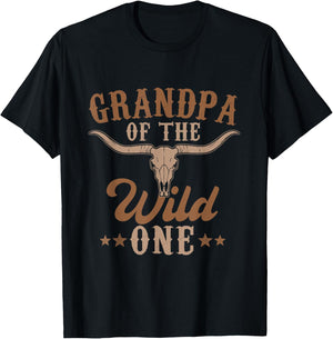 Grandpa Of The Wild One Cowboy Western Rodeo Party Matching T-Shirt - T-Shirt | Black