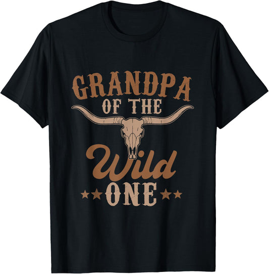 Grandpa Of The Wild One Cowboy Western Rodeo Party Matching T-Shirt - T-Shirt | Black