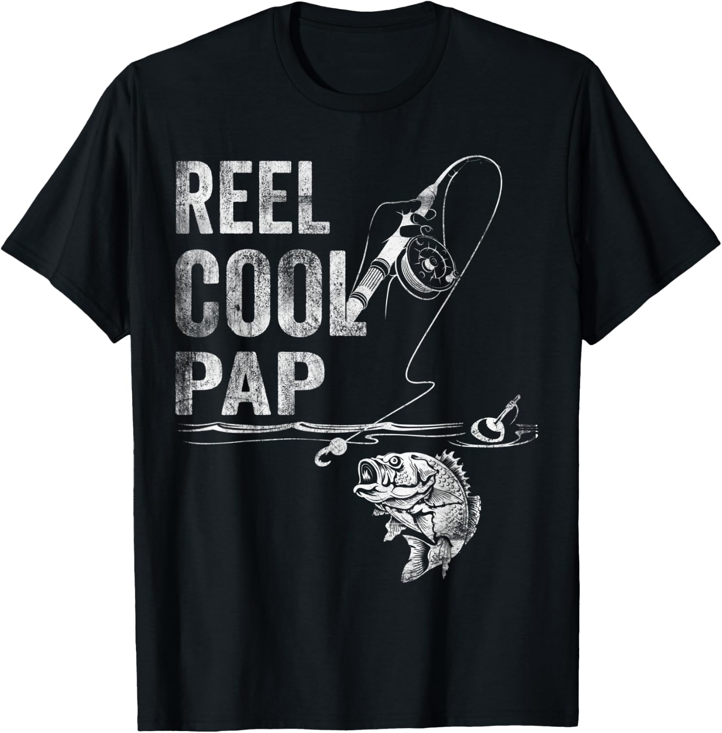 Reel Cool Pap Fish Fishing Shirt Father's Day Gift T-Shirt - T-Shirt | Black