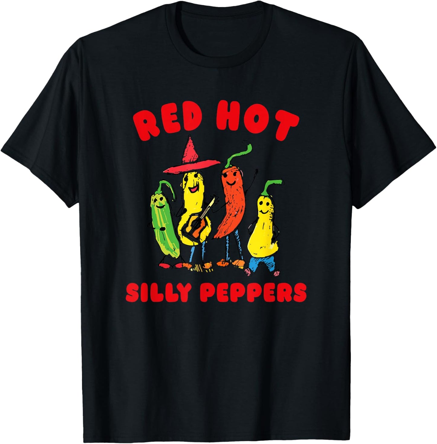 Red Hot Silly Peppers, Funny T-Shirt - T-Shirt | Black