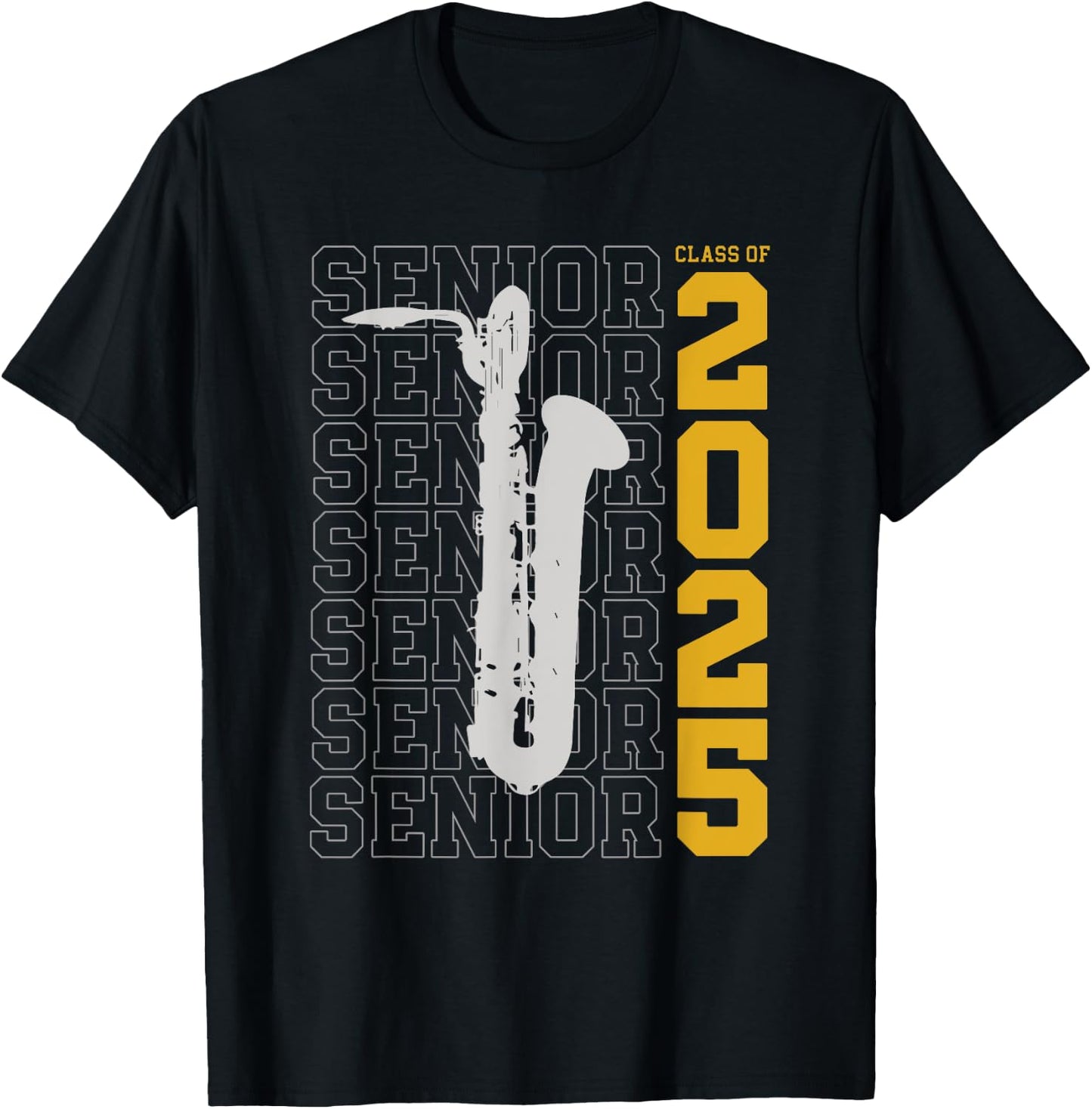 Class of 2025 Senior Baritone Saxophone for Bari Sax Player T-Shirt - T-Shirt | Black