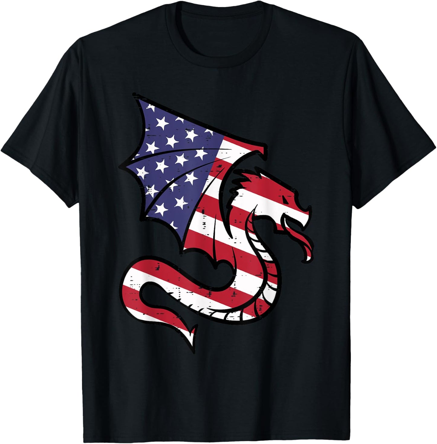 4th Of July Dragon American Flag Patriotic Men Women Kids T-Shirt - T-Shirt | Black