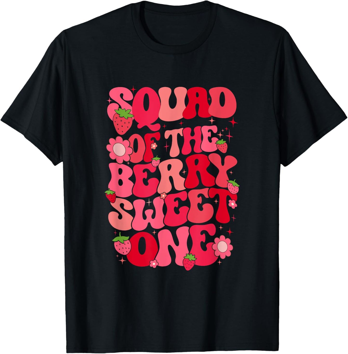 Squad Of The Berry Sweet One Strawberry First Birthday T-Shirt - T-Shirt | Black