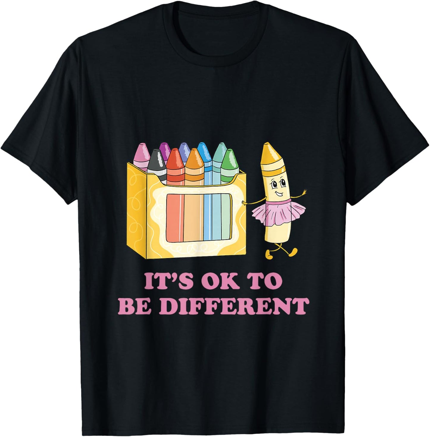 It's OK to be Different Crayons Autism Awareness Month T-Shirt - T-Shirt | Black