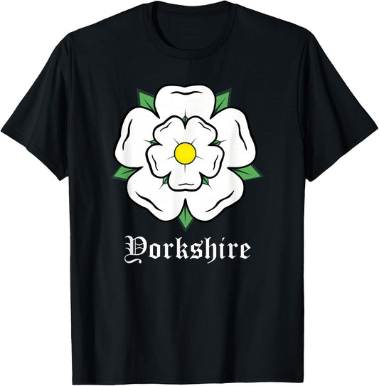 Yorkshire White Rose Symbol UK Country T-Shirt - T-Shirt | Black