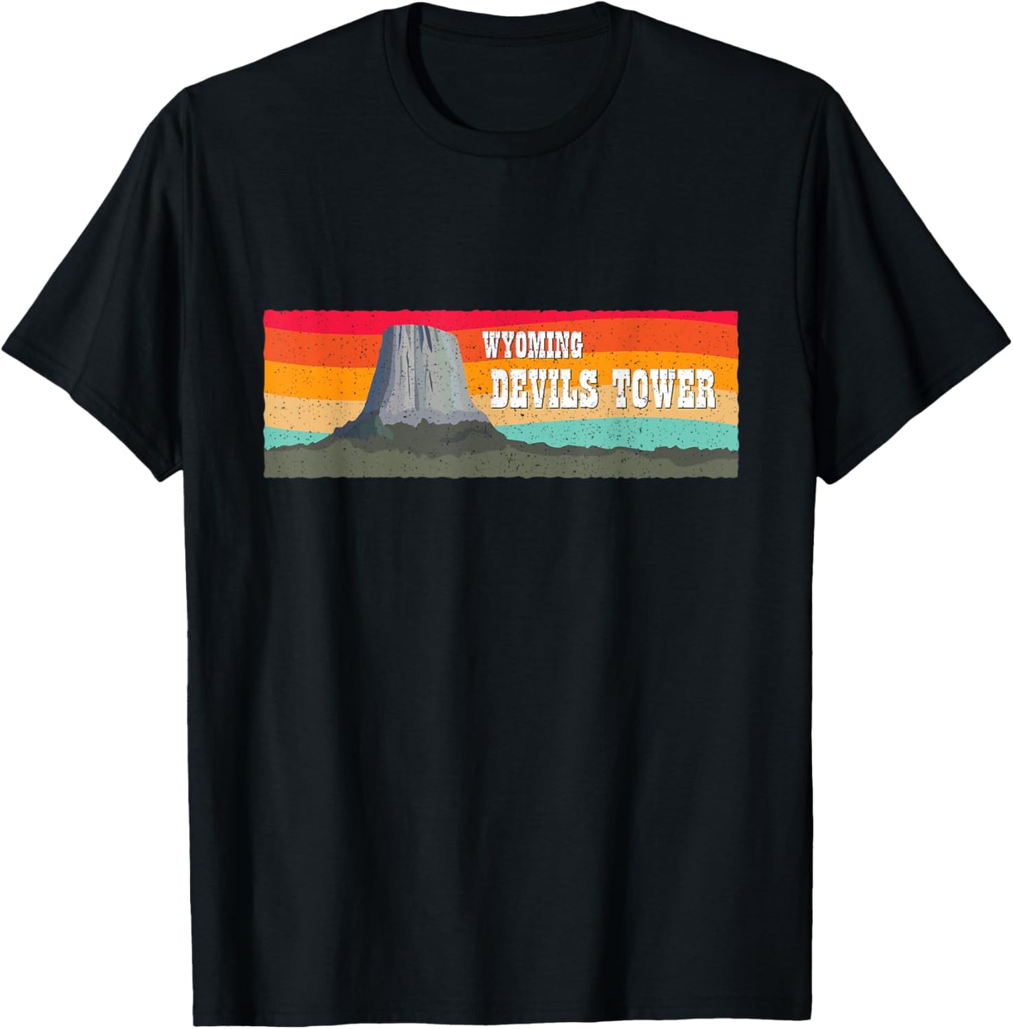 Vintage Retro 1970s 1980s Devils Tower Monument Wyoming T-Shirt - T-Shirt | Black