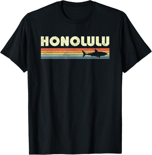 Honolulu Hawaii Vintage Shark Souvenir KIds T-Shirt - T-Shirt | Black