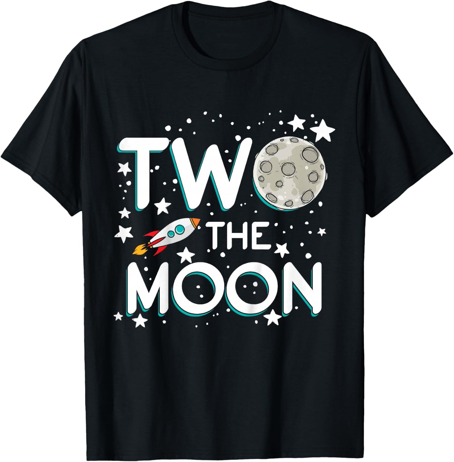Two The Moon Toddler 2nd Birthday Gift 2 Year Old T-Shirt - T-Shirt | Black
