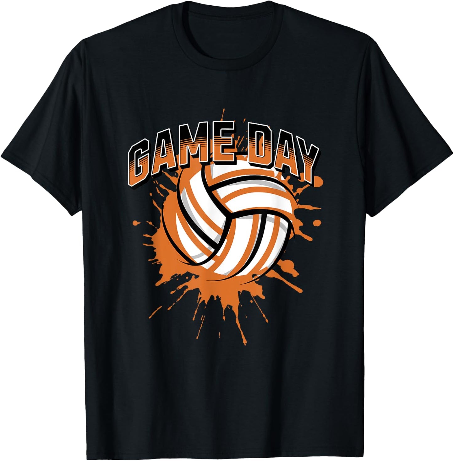 Volleyball Parents Team Game Day Orange Black & Gray Art T-Shirt - T-Shirt | Black