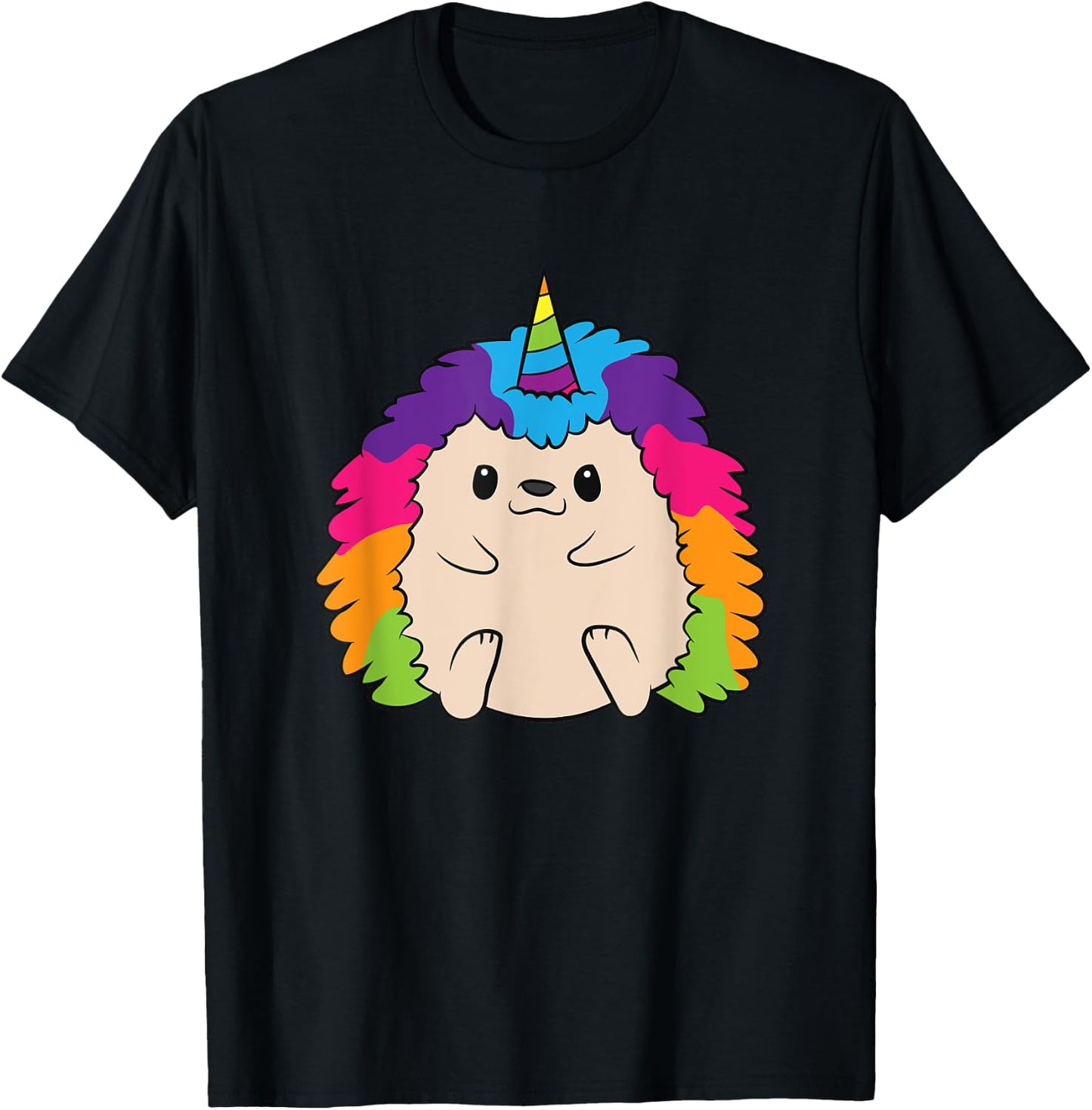 Hedgehog Unicorn Rainbow Hedgehog T-Shirt - T-Shirt | Black