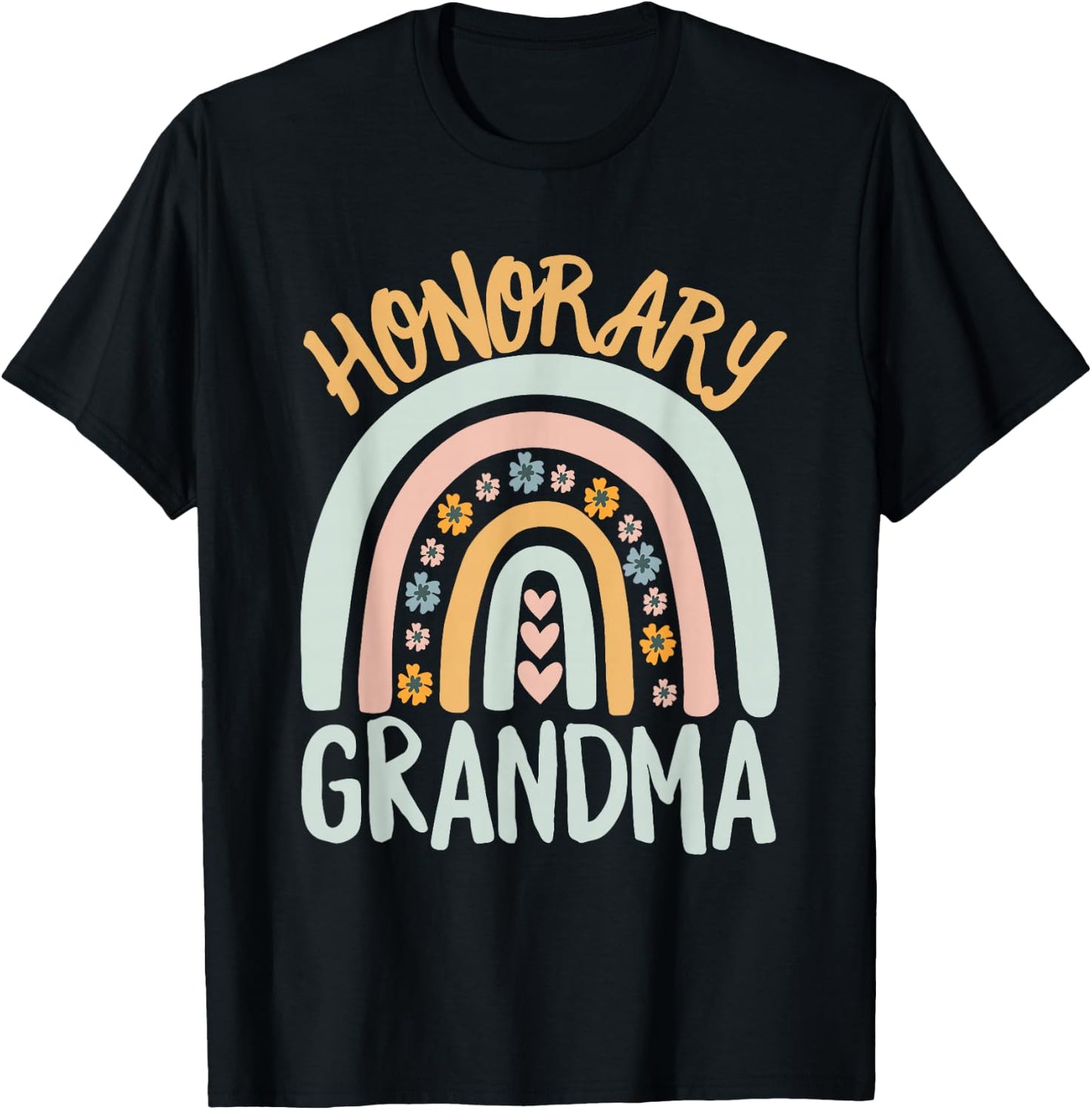 Honorary Grandma Foster Granddaughter Grandson Boho Rainbow T-Shirt - T-Shirt | Black
