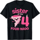 Sister of the Four-nado Tornado Theme 4th Birthday Party T-Shirt - T-Shirt | Black