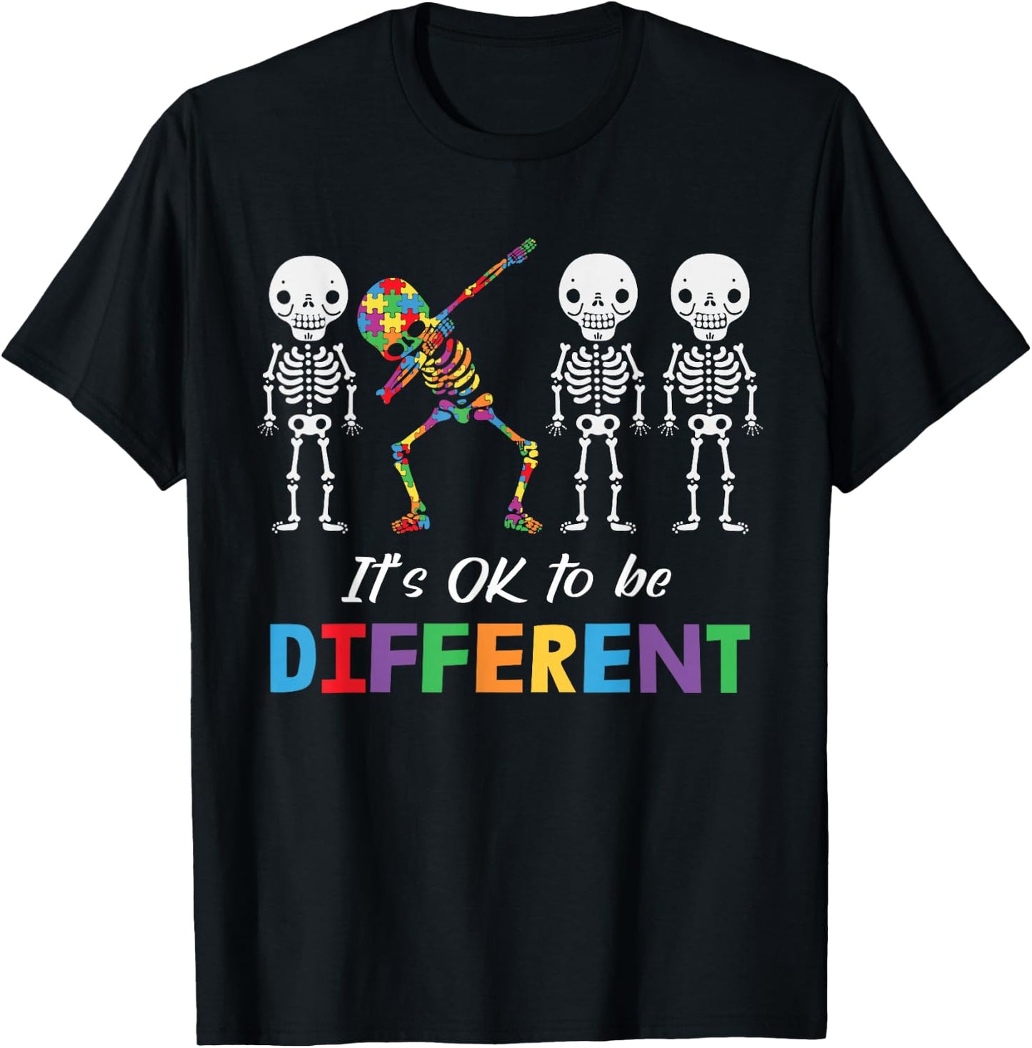 Autism Awareness Shirt Women Kid Its Ok To Be Different T-Shirt - T-Shirt | Black