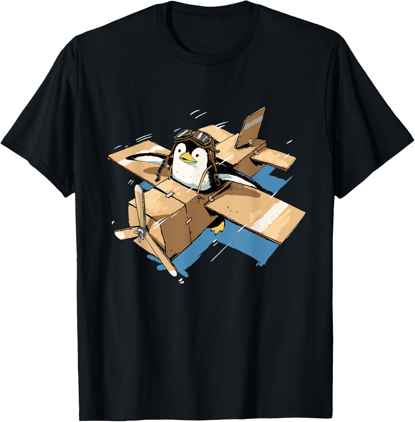 Flying Penguin Shirt Penguin Lover Penguin Airplane Pilot T-Shirt - T-Shirt | Black