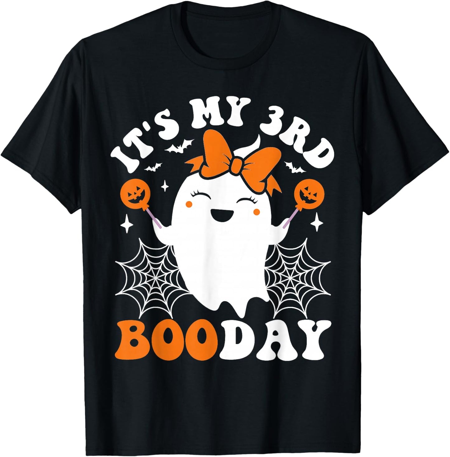 It's My 3rd Boo Day, Funny Halloween Ghost 3rd Birthday Girl T-Shirt - T-Shirt | Black