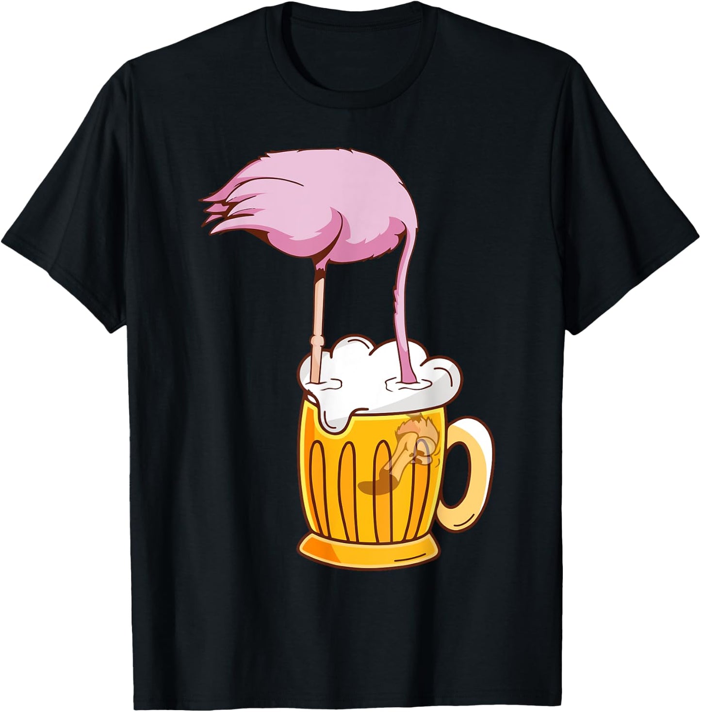 Flamingo Beer, Pink Flamingo Drink T-Shirt - T-Shirt | Black