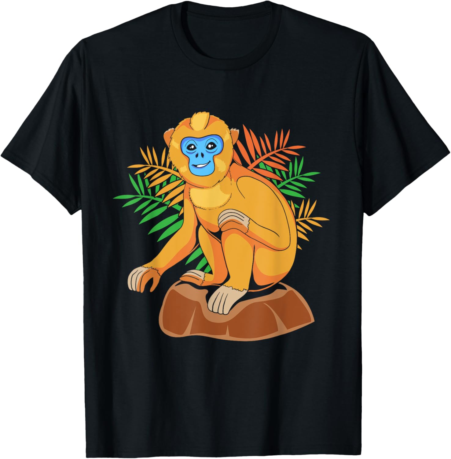 Funny Golden Snub Nosed Monkey Sitting T-Shirt - T-Shirt | Black