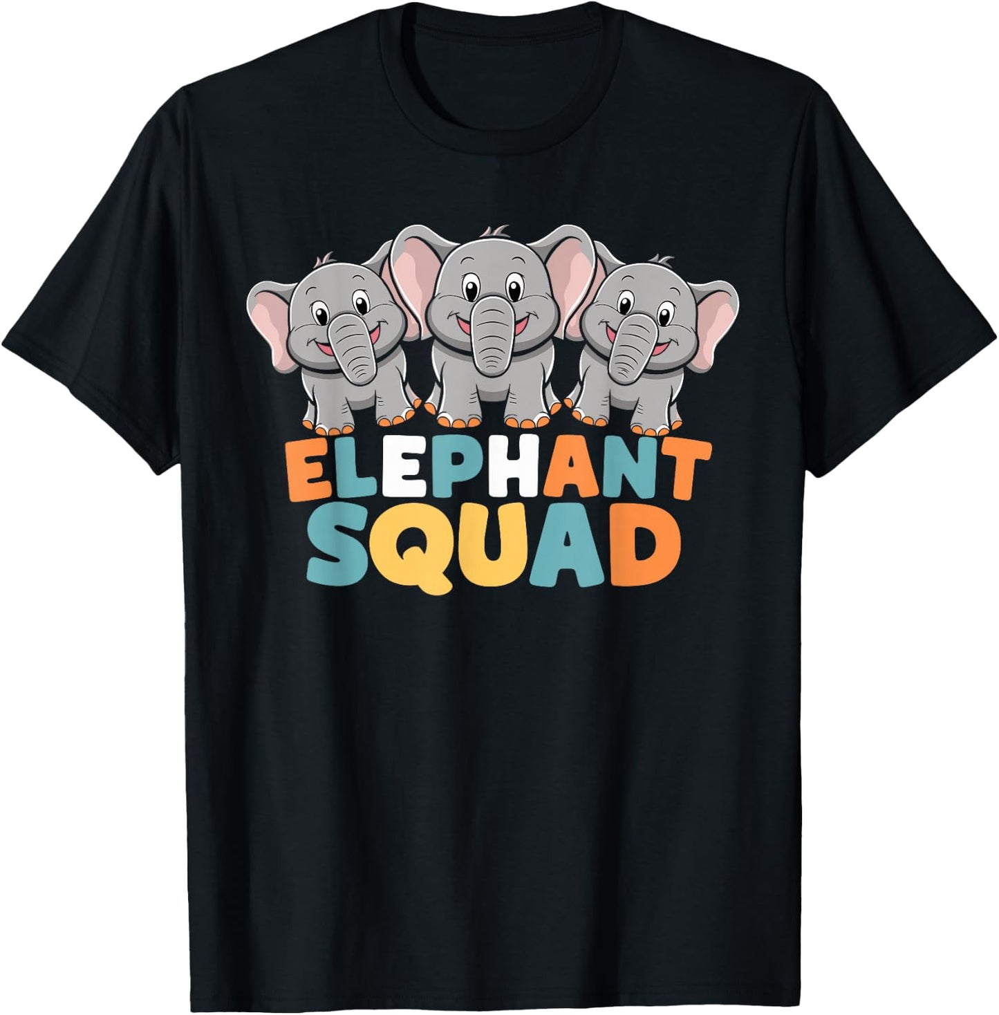 Elephant Squad Design for Elephant Lover Stuff Kids Elephant T-Shirt - T-Shirt | Black