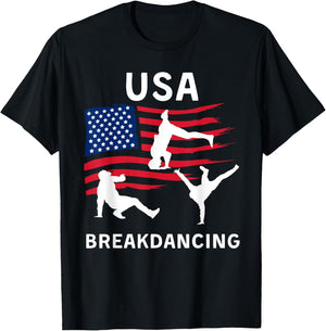 USA Breakdancing - Breakdancing USA Flag T-Shirt - T-Shirt | Black