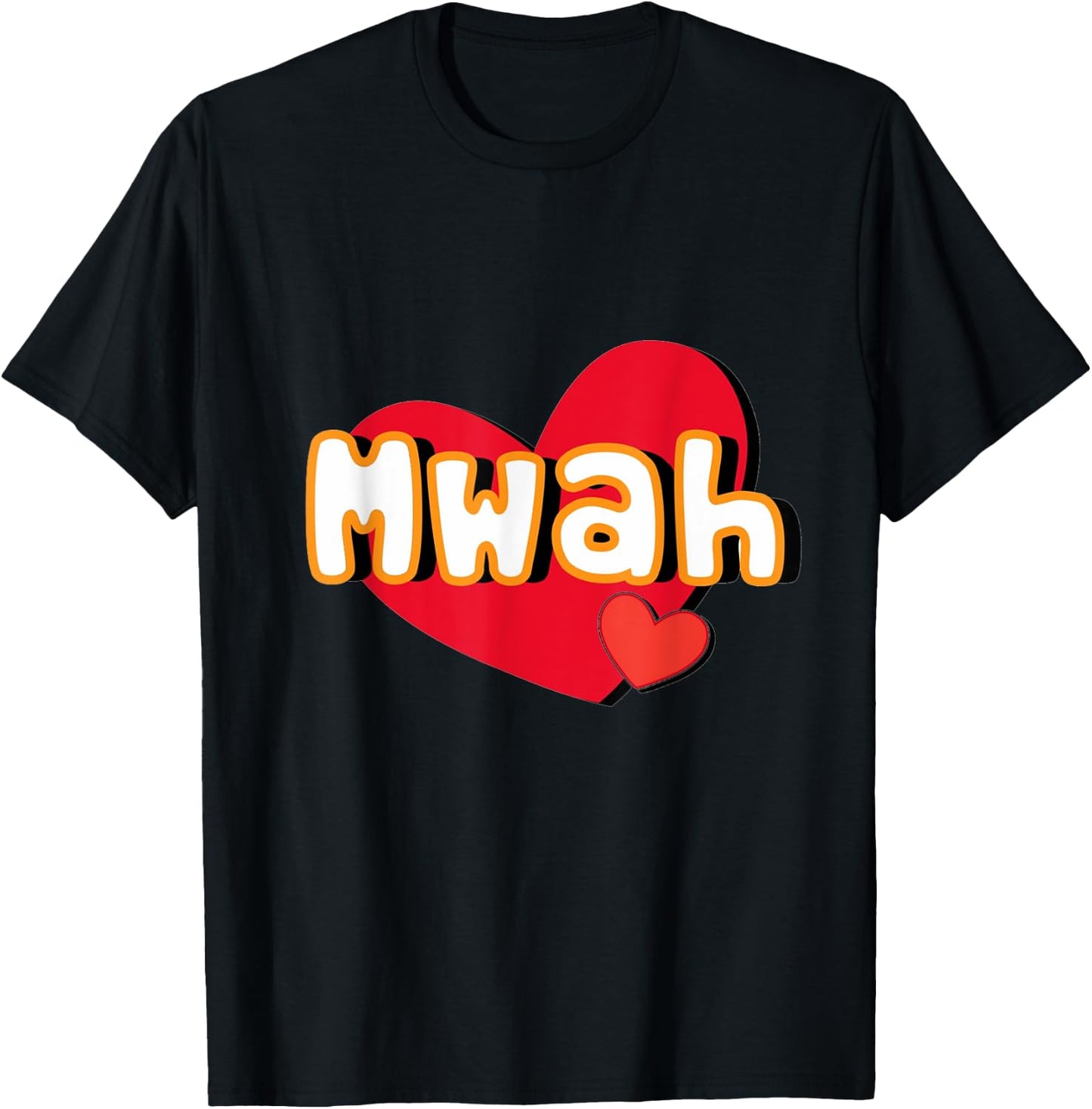 Funny Mwah with Hearts T-Shirt - T-Shirt | Black