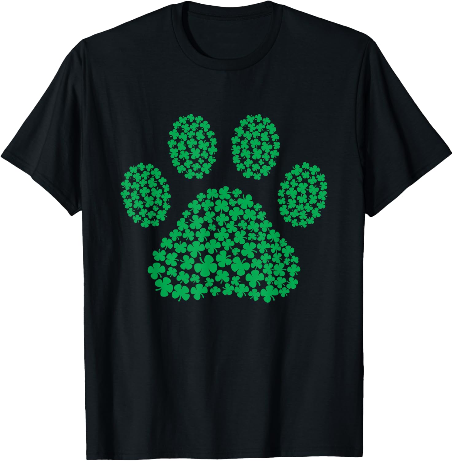 Dog Paw Clovers St Patrick's Day Shamrock Irish Ireland T-Shirt - T-Shirt | Black
