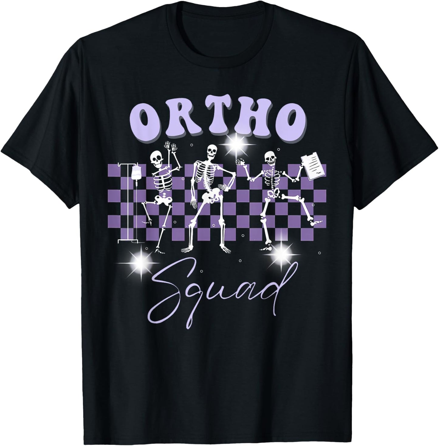 Retro Ortho Squad Dancing Skeleton Orthopedic Nurse RN T-Shirt - T-Shirt | Black