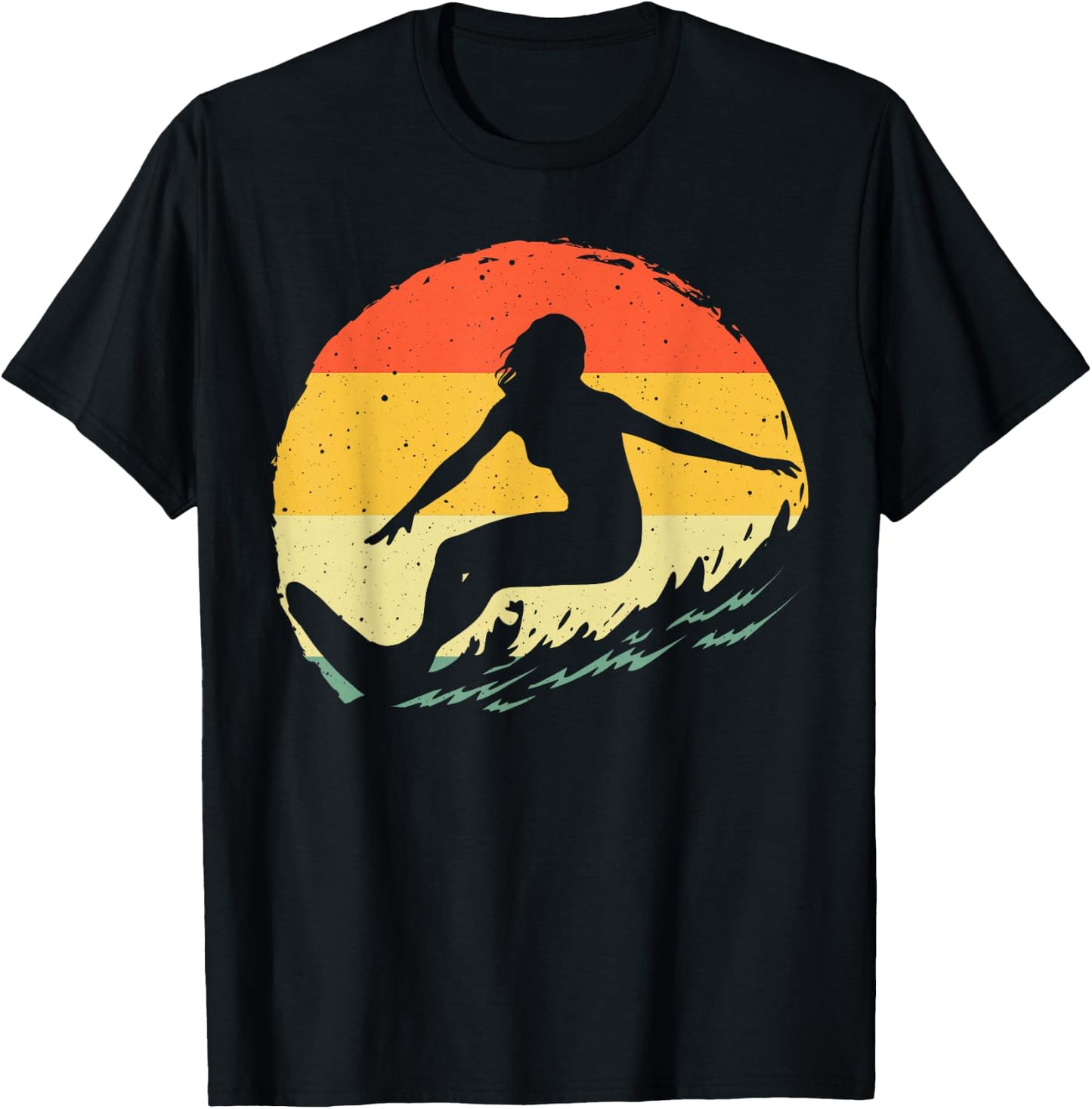 Surf Art Girls Beach Surfer Hawaiian Wave Surfing T-Shirt - T-Shirt | Black