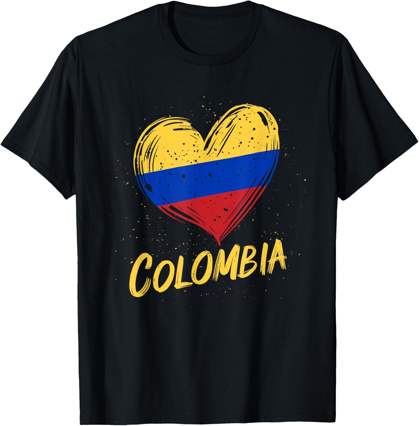 Colombia Heart Flag Colombian Pride T-Shirt - T-Shirt | Black