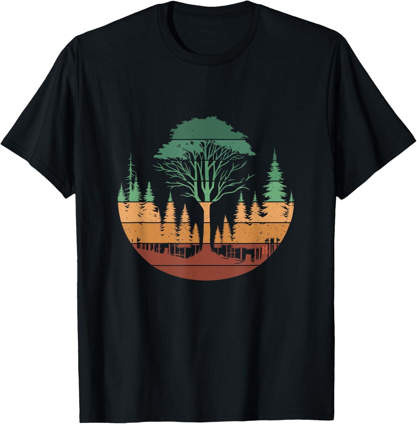 Trees Wildlife Nature Outdoors Retro Vintage Forest T-Shirt - T-Shirt | Black