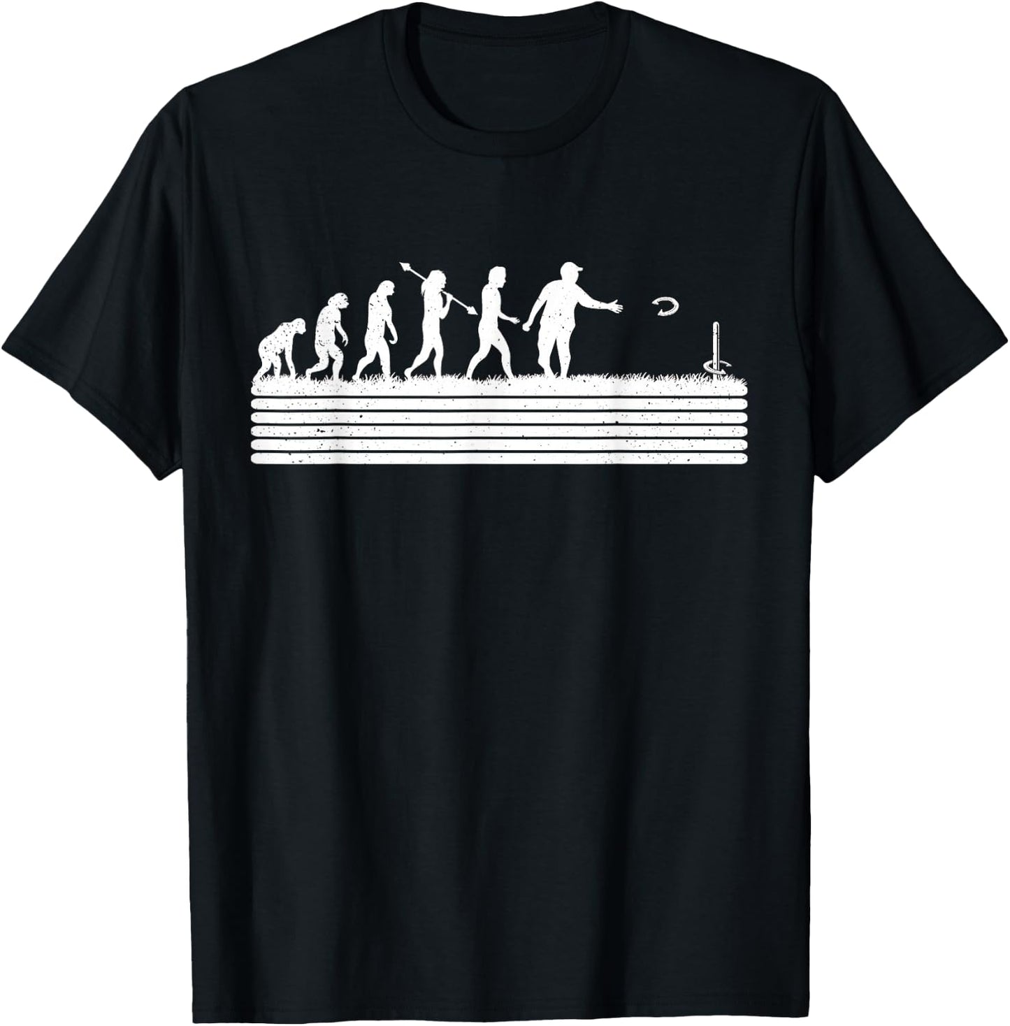 Horseshoe Pitching Evolution Funny Horseshoe Pitching T-Shirt - T-Shirt | Black