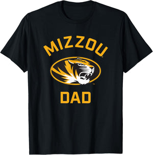 Campus Lab Mizzou Tigers Arched Dad -Adults Black Short Sleeve Classic Fit T-Shirt - T-Shirt | Black
