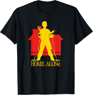 Home Alone Kevin McCallister Silhouette House Logo Retro T-Shirt - T-Shirt | Black