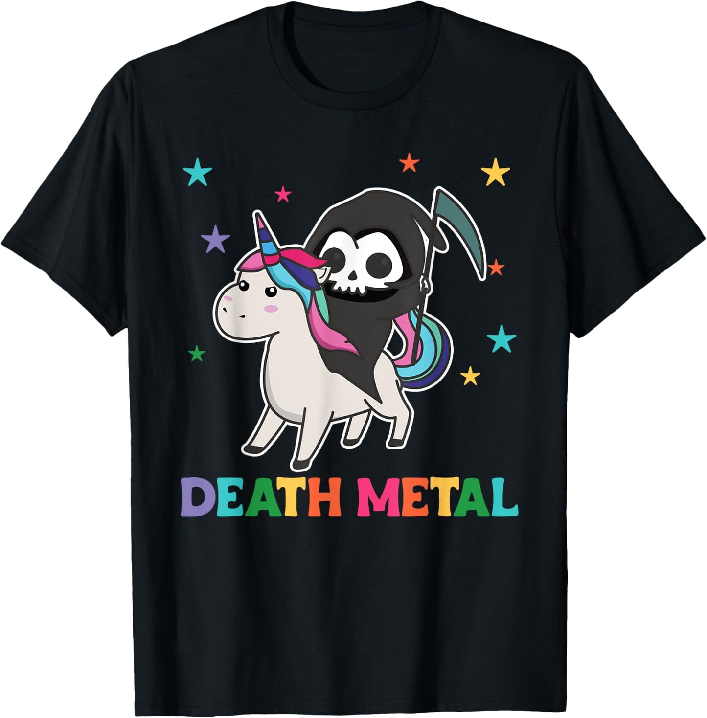 Death Metal Rock Music - death riding unicorn funny unicorns T-Shirt - T-Shirt | Black