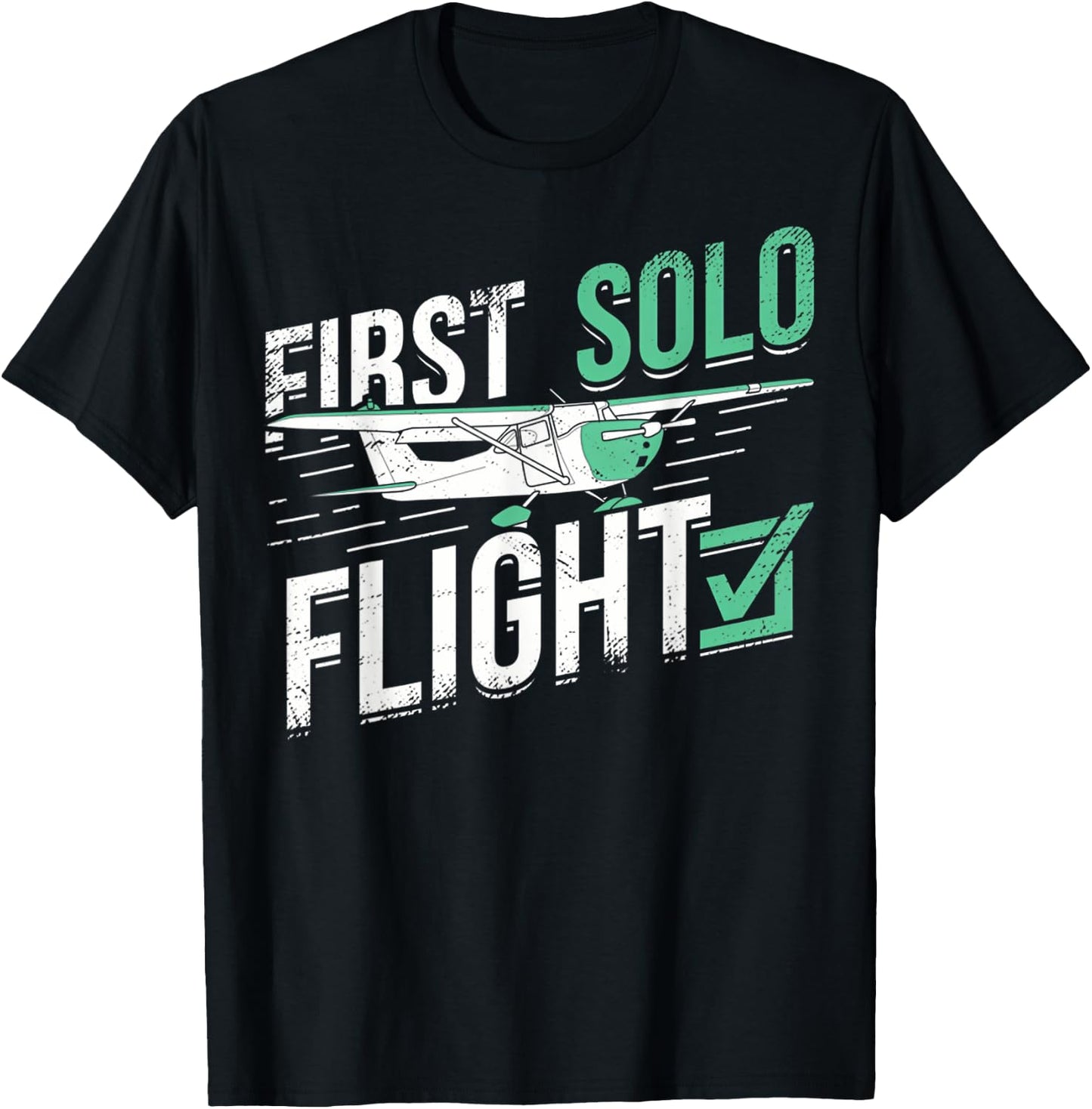 First Solo Flight Funny Pilot Airplane Flying Gifts T-Shirt - T-Shirt | Black